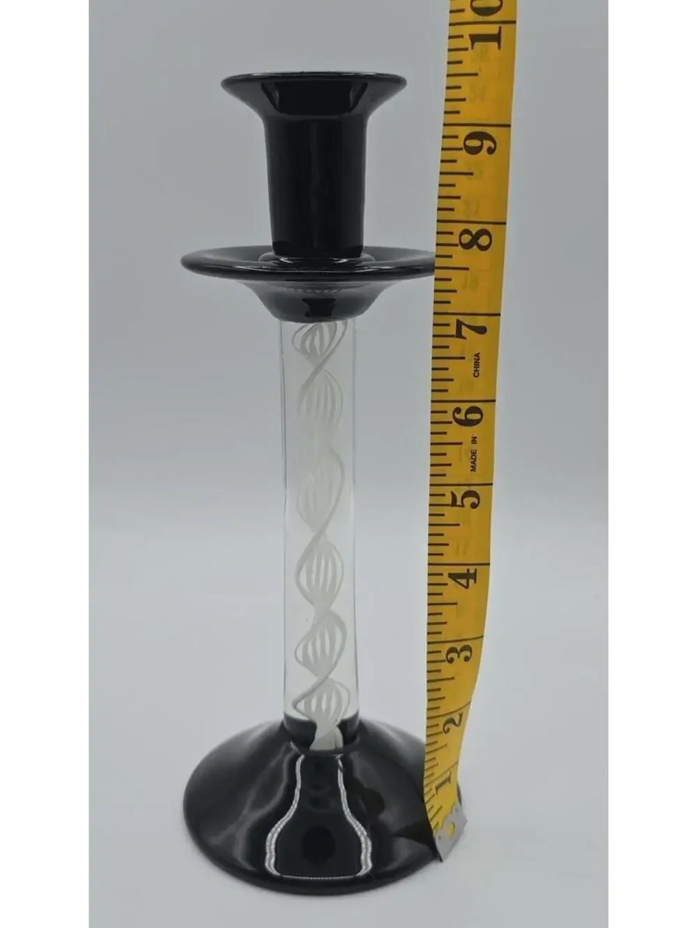 Vintage Murano Style Handblown Candlestick With White Zanfirico Latticino Twist